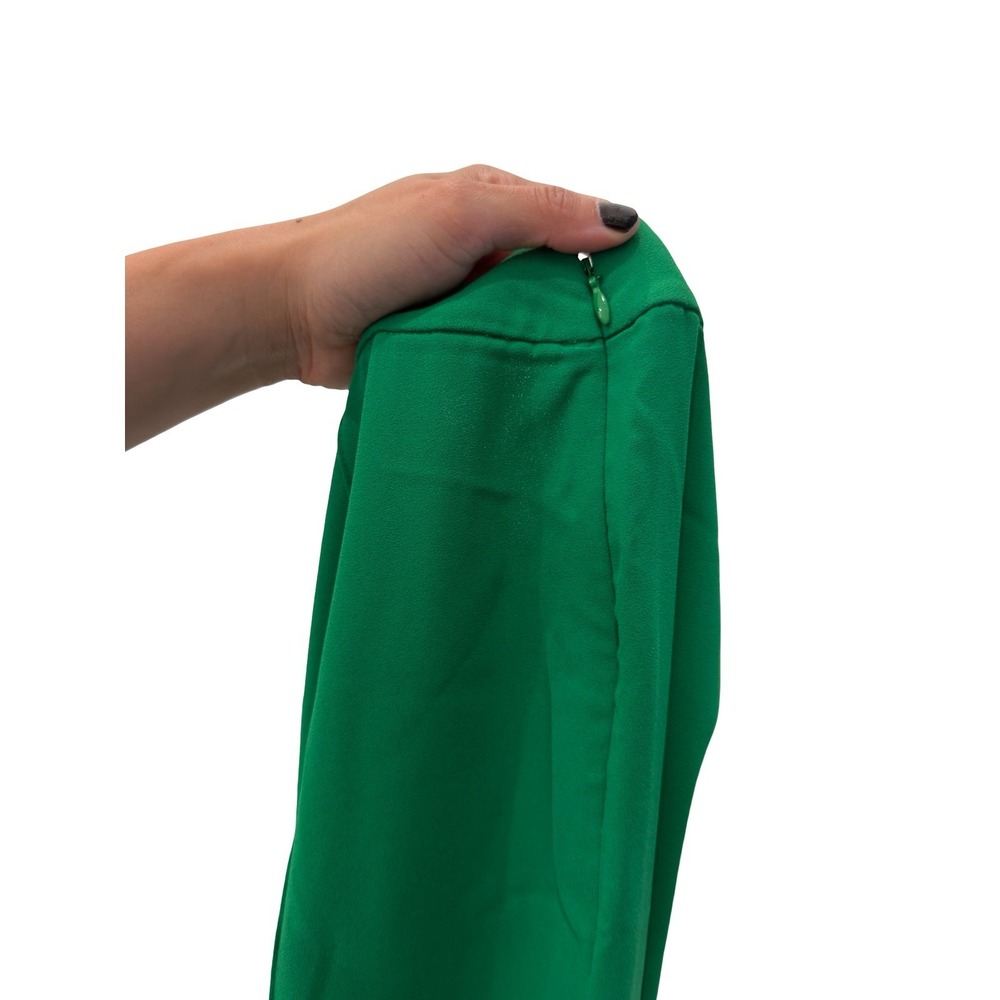 Alice + Olivia Green Pintuck Wide Leg Trousers Size 4 Emerald High Waist Pants - Picture 6 of 6